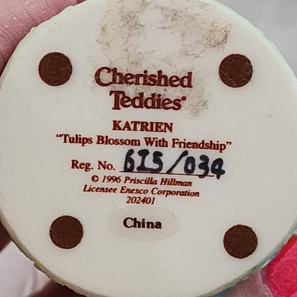 Cherished Teddies HOLLAND KATRIEN Tulips Blossom With Friendship Bear‎ Figurine - Picture 5 of 5